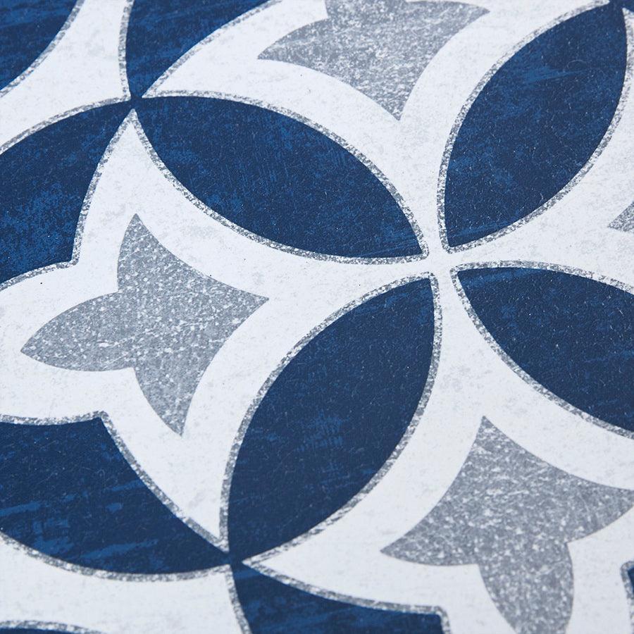 Olliix.com Wall Art - Patterned Tiles Paper Printed with Gel Coat and Framed Wall Decor 3 Piece Set Navy