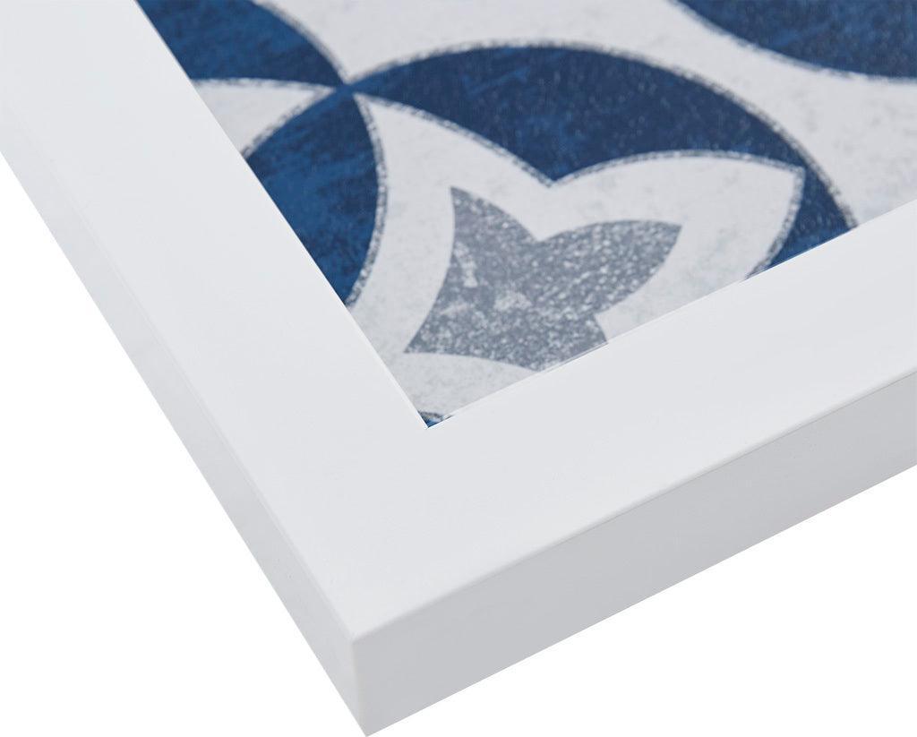 Olliix.com Wall Art - Patterned Tiles Paper Printed with Gel Coat and Framed Wall Decor 3 Piece Set Navy