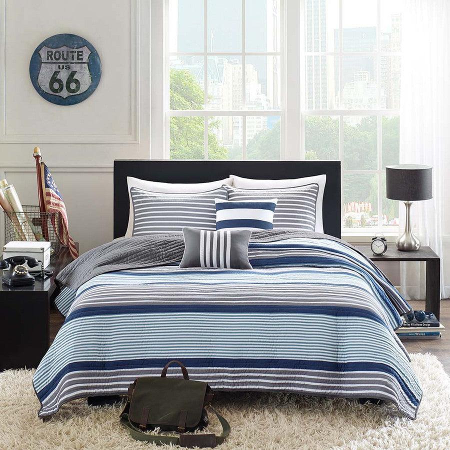 Olliix.com Comforters & Blankets - Paul Twin/Twin XL Reversible Coverlet Set Blue