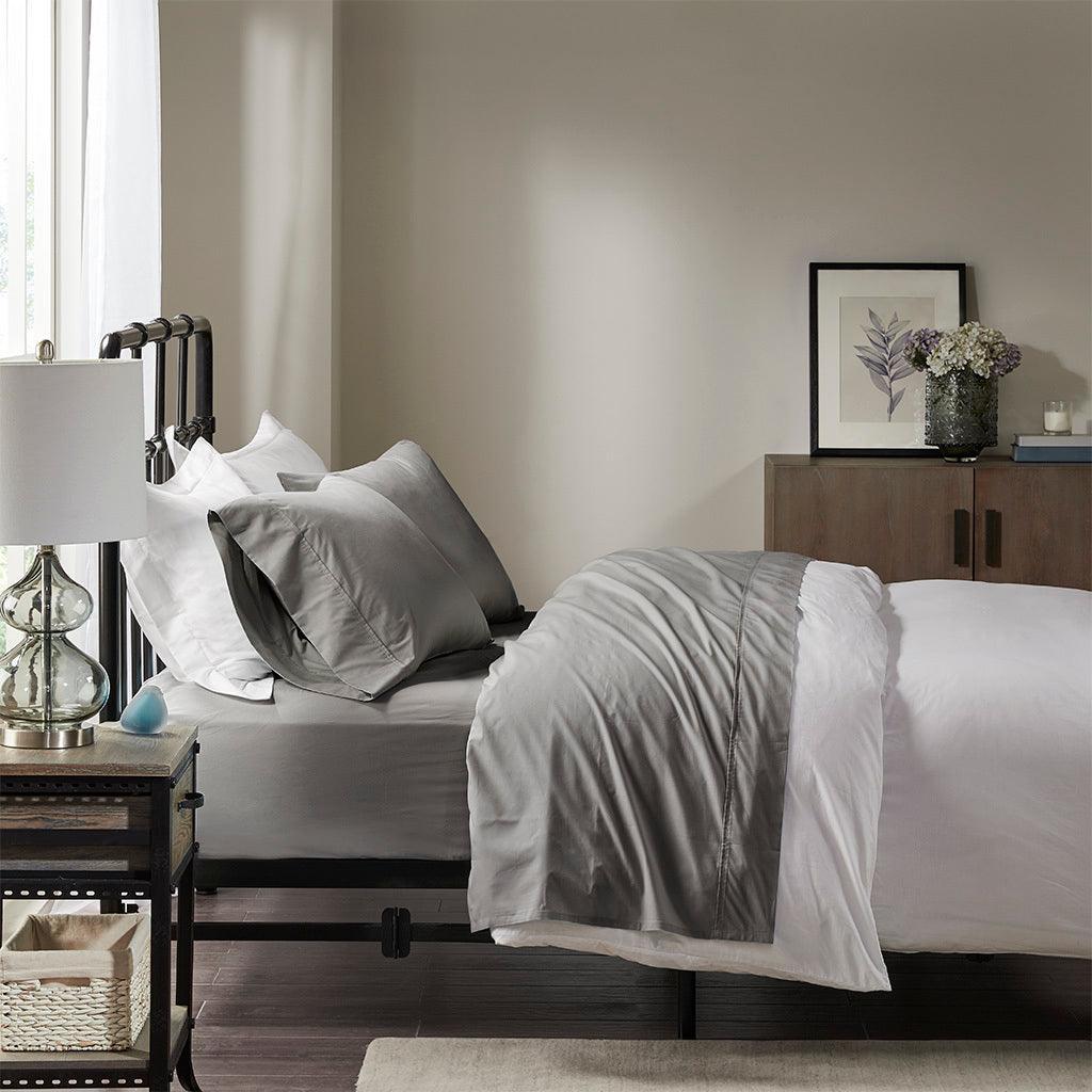 Olliix.com Sheets & Sheet Sets - Peached Percale King Sheet Set Gray