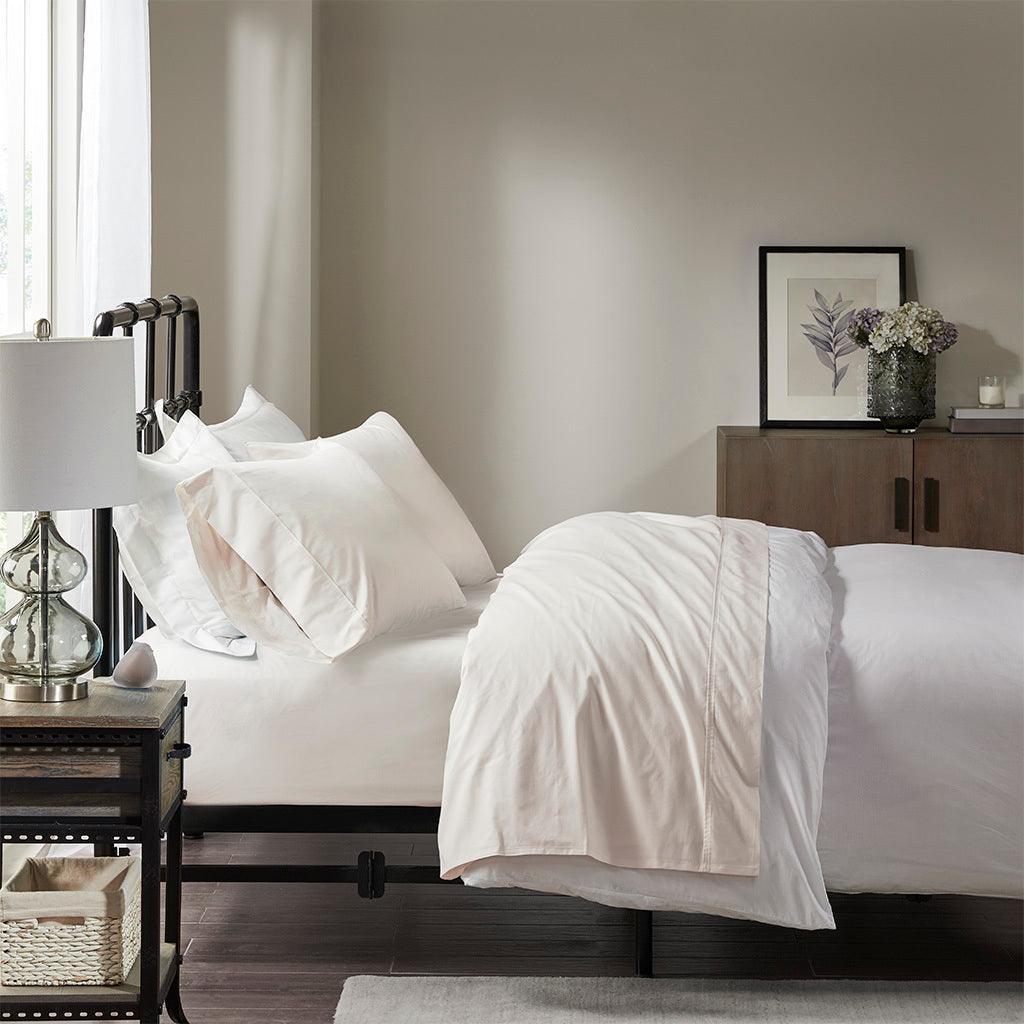 Olliix.com Sheets & Sheet Sets - Peached Percale Queen Sheet Set Ivory