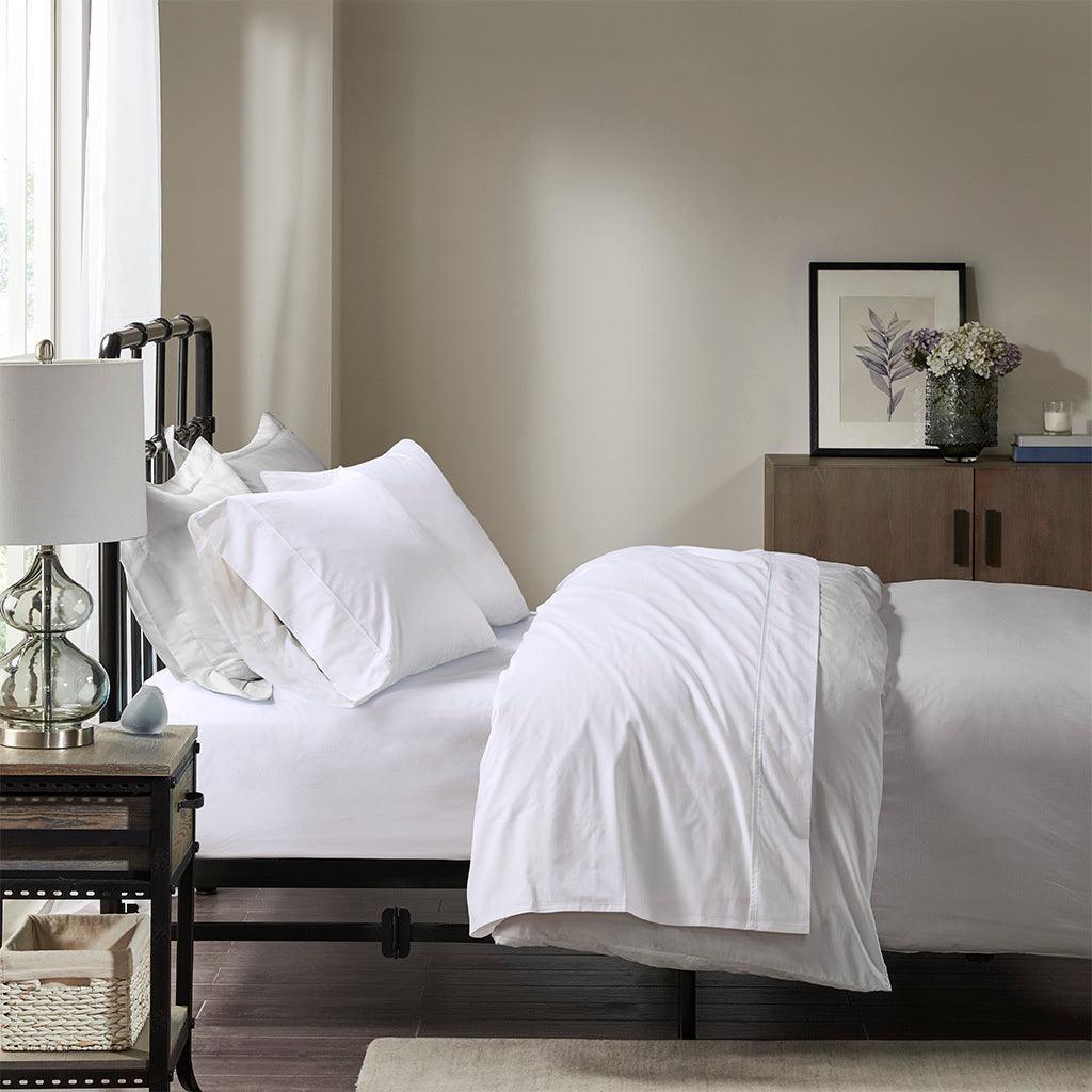 Olliix.com Sheets & Sheet Sets - Peached Percale Queen Sheet Set White