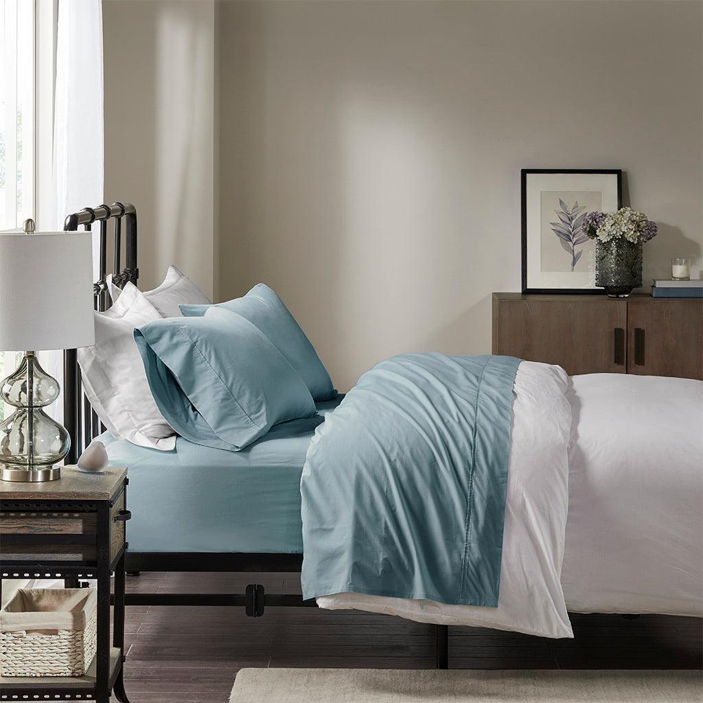 Olliix.com Sheets & Sheet Sets - Peached Percale Twin Sheet Set Teal