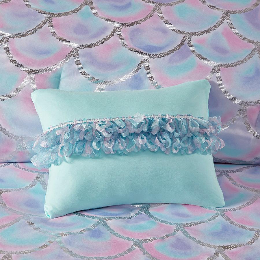 Olliix.com Comforters & Blankets - Pearl Metallic Printed Reversible 20 " D Comforter Set Aqua & Purple Full/Queen