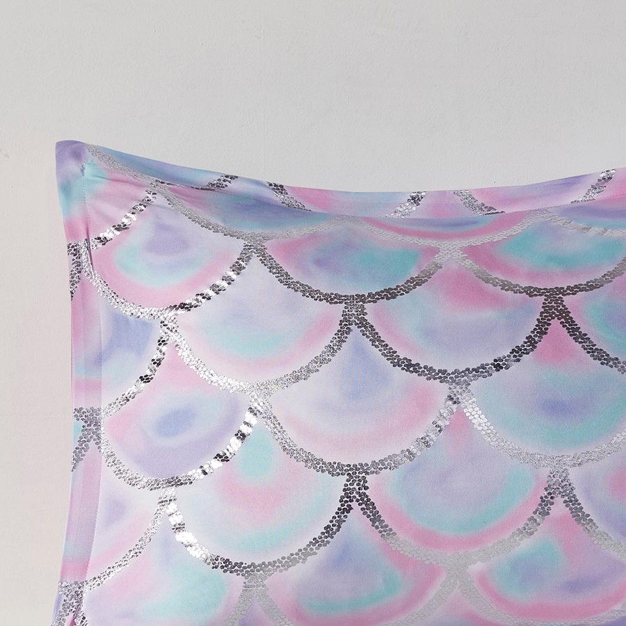 Olliix.com Comforters & Blankets - Pearl Metallic Printed Reversible 20 " D Comforter Set Aqua & Purple Full/Queen