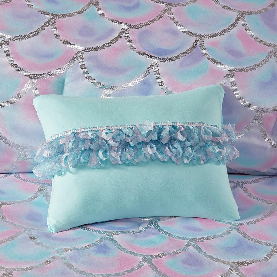 Olliix.com Comforters & Blankets - Pearl Metallic Printed Reversible Comforter Set Aqua & Purple Twin/Twin XL