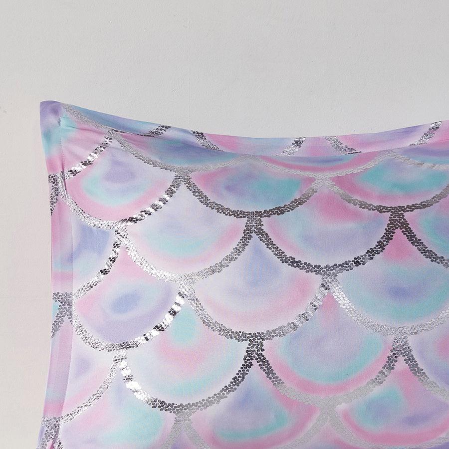 Olliix.com Comforters & Blankets - Pearl Metallic Printed Reversible Comforter Set Aqua & Purple Twin/Twin XL