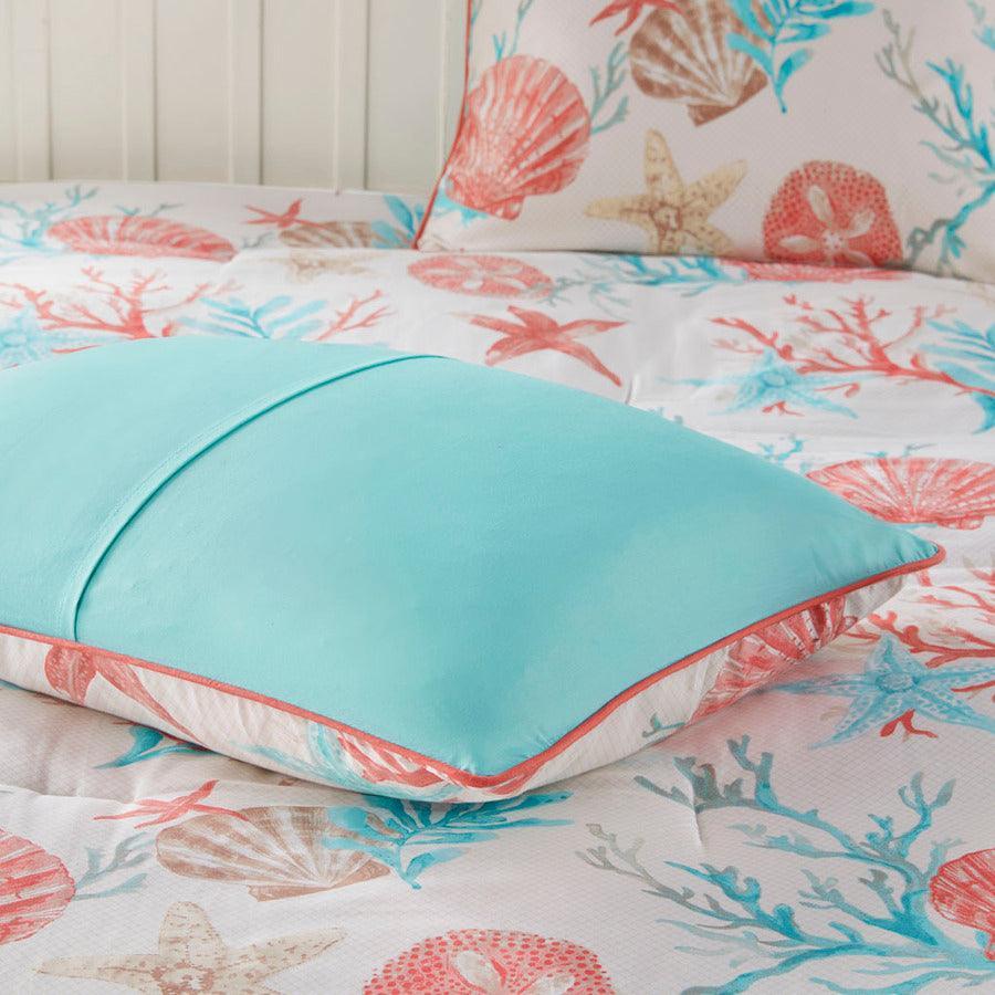 Olliix.com Comforters & Blankets - Pebble 20 " D Beach 7 Piece Comforter Set Coral King