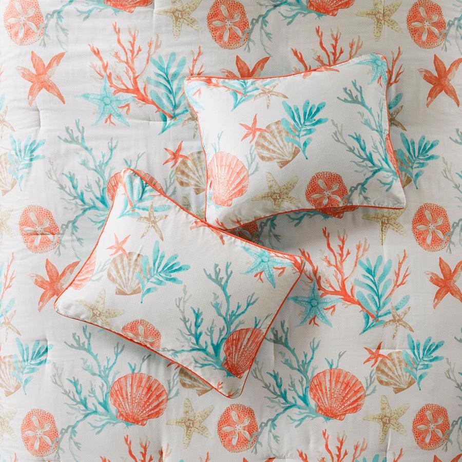 Olliix.com Comforters & Blankets - Pebble 20 " D Beach 7 Piece Comforter Set Coral King