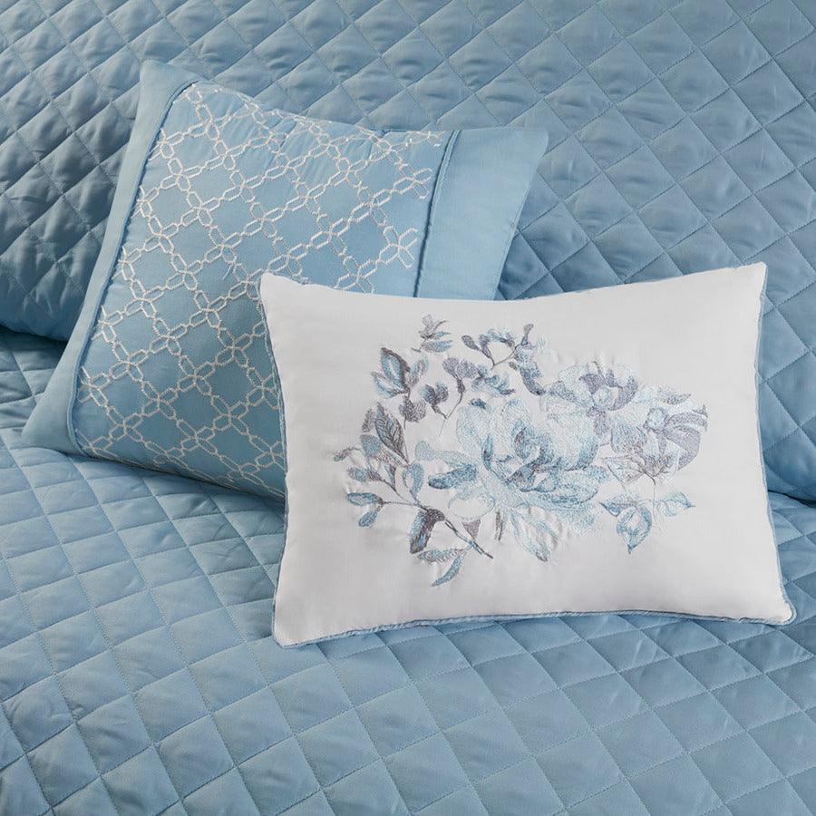 Olliix.com Comforters & Blankets - Pema 8 PC Printed Comforter and Coverlet Set Collection Blue