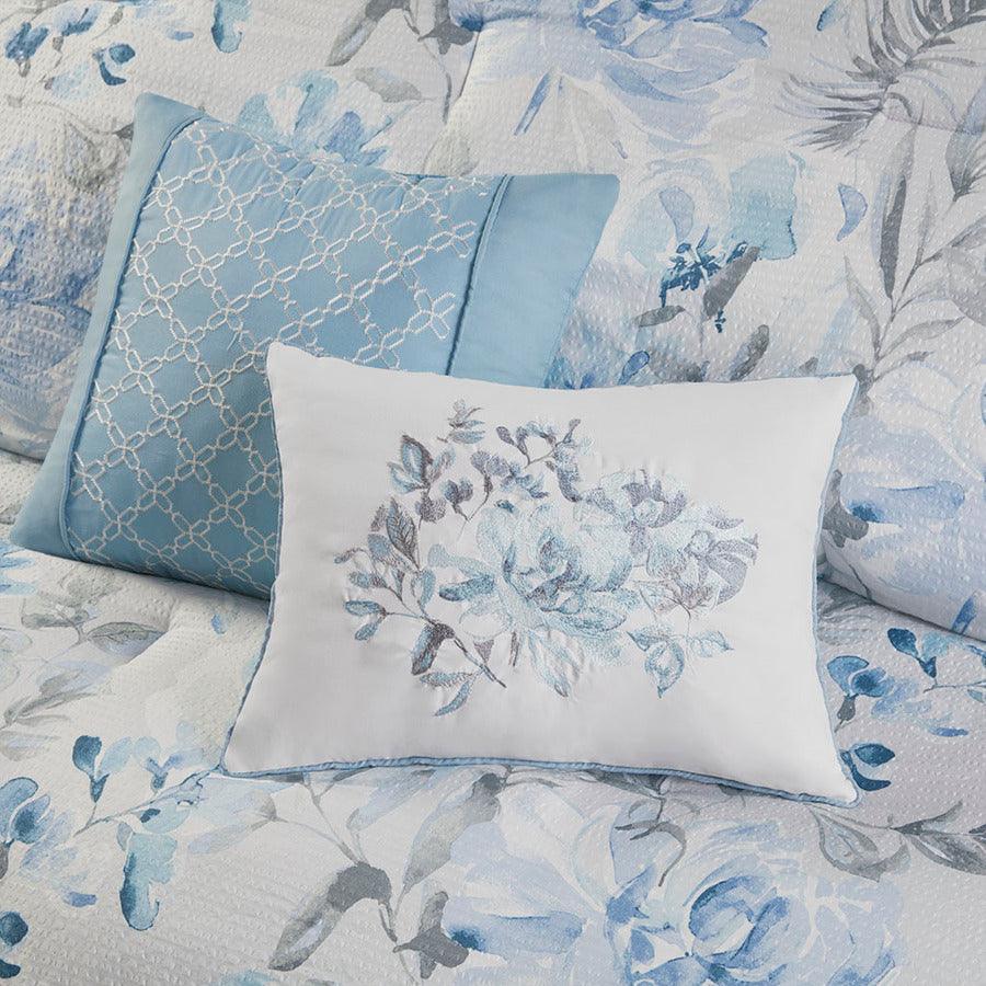 Olliix.com Comforters & Blankets - Pema 8 PC Printed Comforter and Coverlet Set Collection Blue