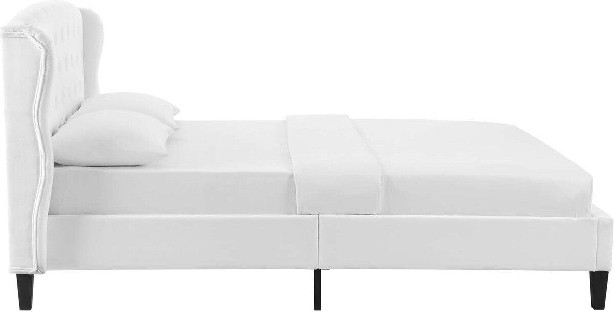 Modway Beds - Penelope Velvet Queen Bed White