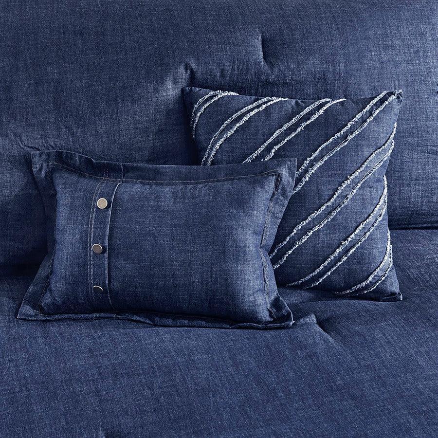Olliix.com Comforters & Blankets - Perry Casual Oversized Denim Comforter Set Blue Twin/Twin XL