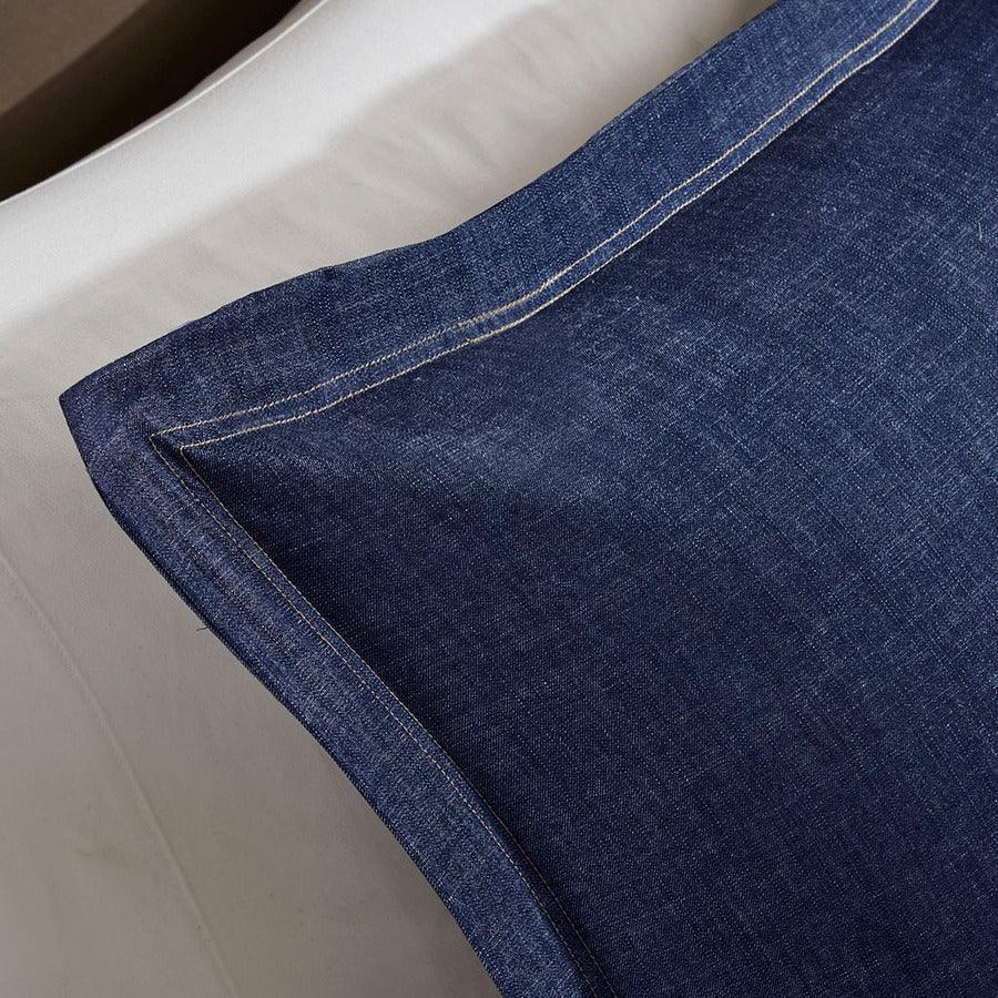 Olliix.com Comforters & Blankets - Perry Casual Oversized Denim Comforter Set Blue Twin/Twin XL