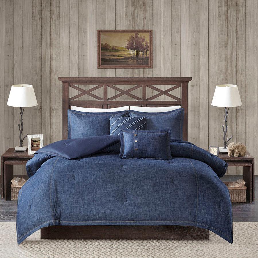 Olliix.com Comforters & Blankets - Perry Casual Oversized Denim Comforter Set Blue Twin/Twin XL