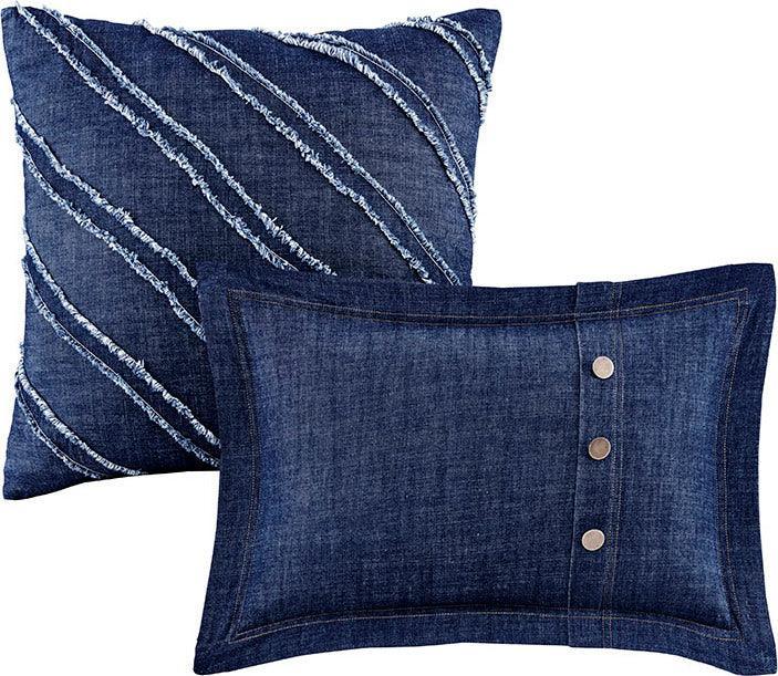 Olliix.com Comforters & Blankets - Perry Full Oversized Denim Comforter Set Blue