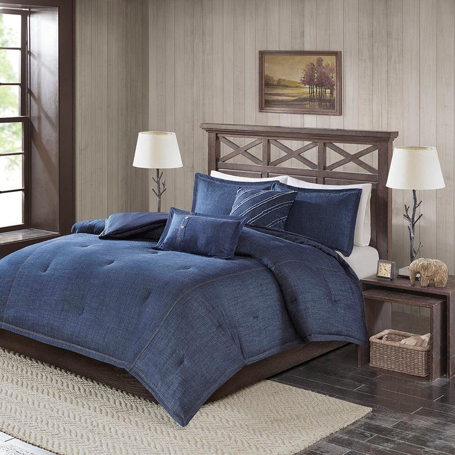 Olliix.com Comforters & Blankets - Perry Oversized 20 " D Denim Comforter Set Blue King/Cal King