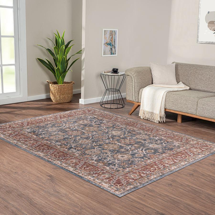 Olliix.com Indoor Rugs - Persian Bordered Traditional Woven Area Rug Blue|Red MP35-8053