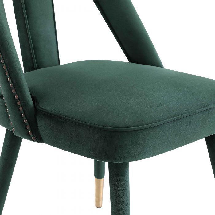 Tov Furniture Accent Chairs - Petra Forest Green Velvet Side Chair