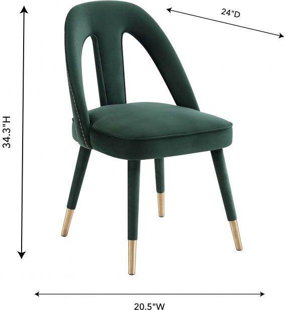 Tov Furniture Accent Chairs - Petra Forest Green Velvet Side Chair