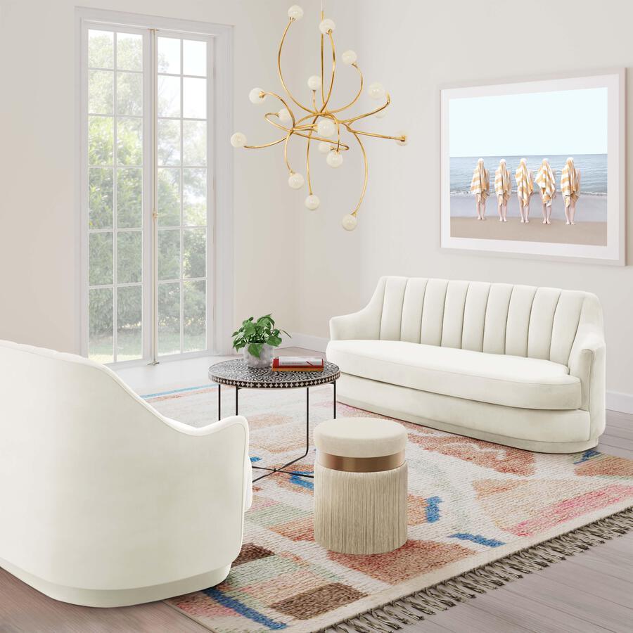 Tov Furniture Loveseats - Peyton Cream Velvet Loveseat