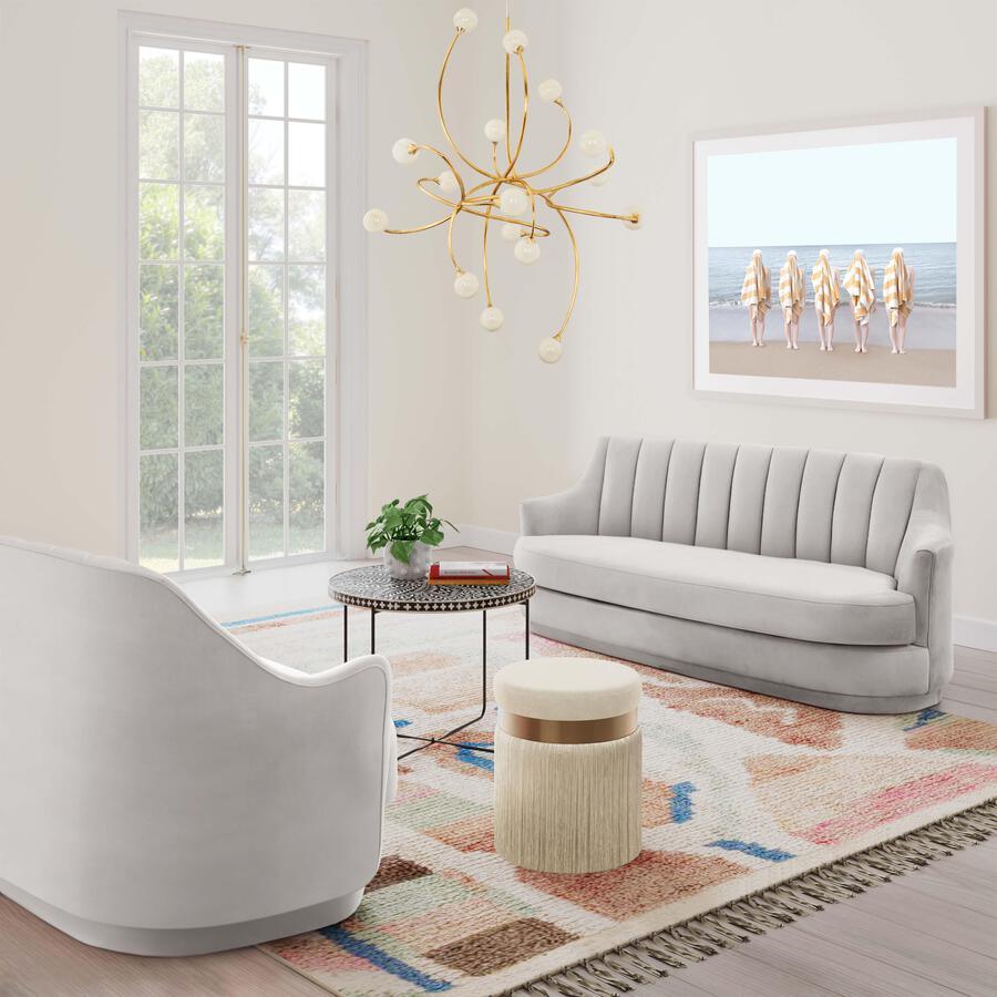 Tov Furniture Loveseats - Peyton Light Grey Velvet Loveseat