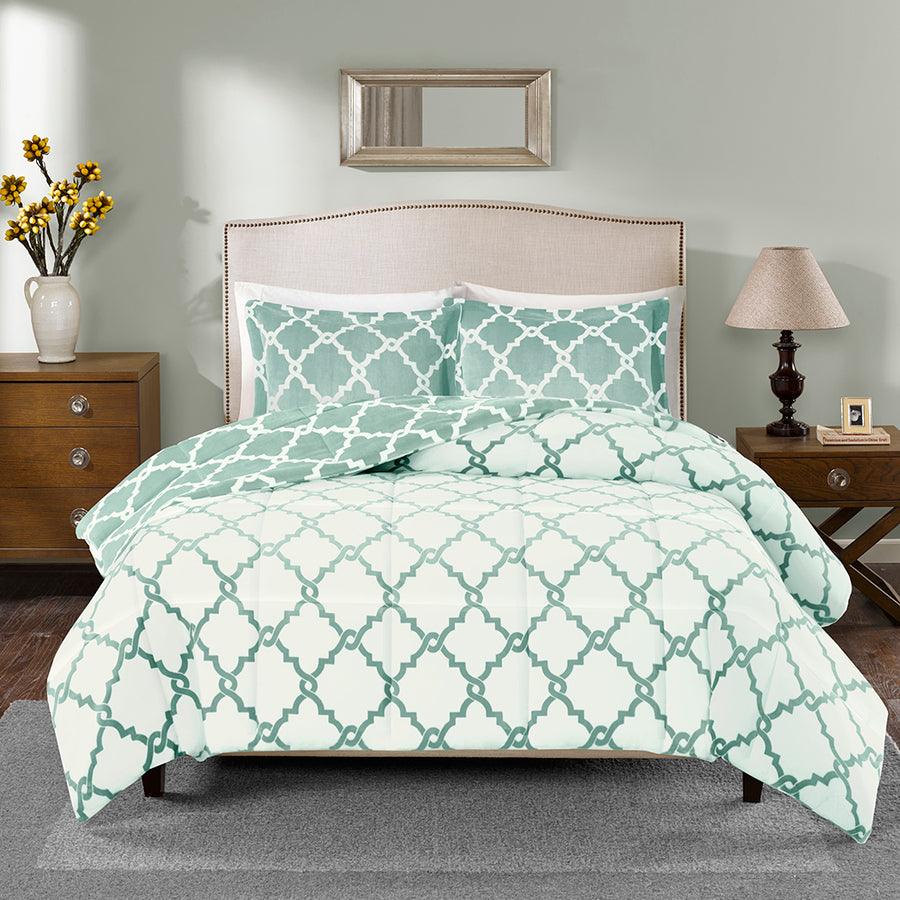 Olliix.com Comforters & Blankets - Peyton Reversible Plush Comforter Mini Set Aqua Twin