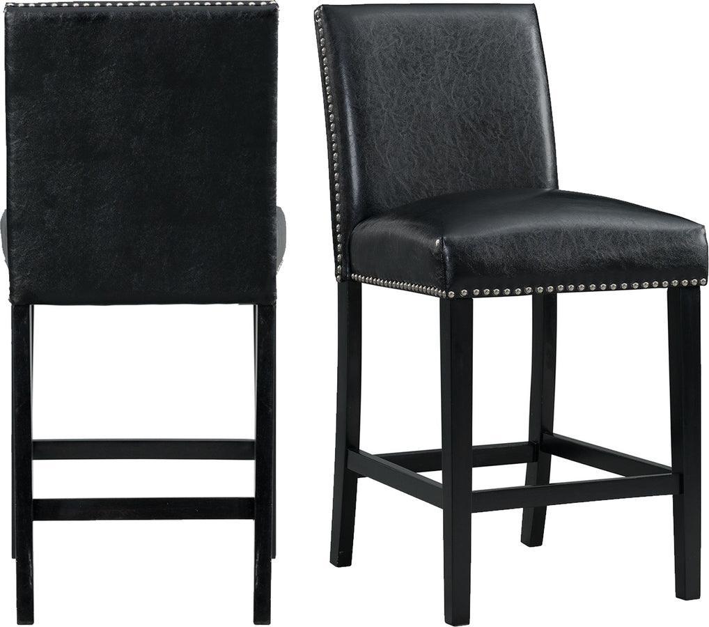 Elements Barstools - Pia Faux Leather Counter Height Side Chair Set in Black
