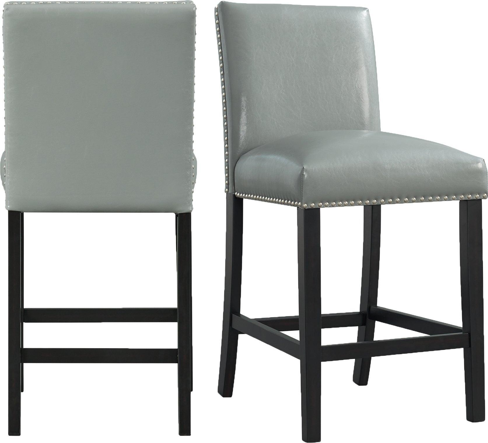 Elements Barstools - Pia Faux Leather Counter Height Side Chair Set in Grey (Set of 2)