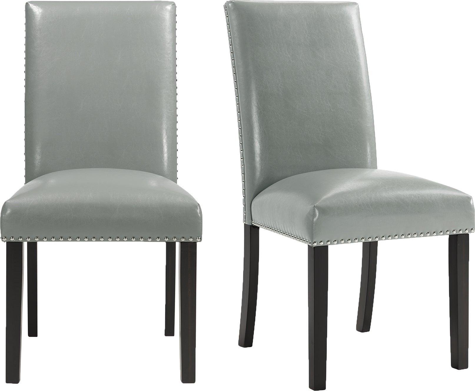 Elements Dining Chairs - Pia Faux Leather Dining Side Chair Set in Grey (Set of 2)