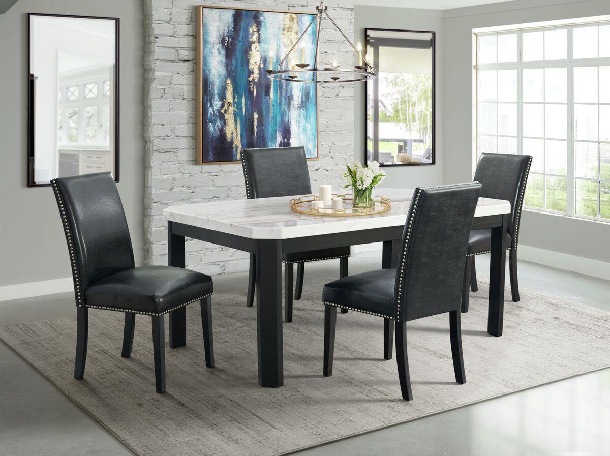 Elements Dining Chairs - Pia Faux Leather Side Chair Set In Black