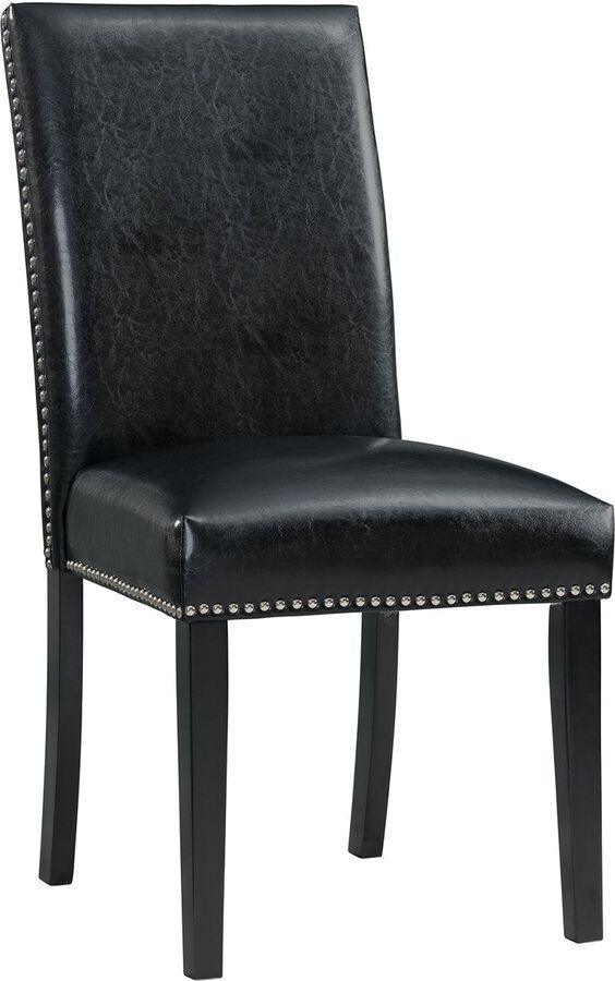 Elements Dining Chairs - Pia Faux Leather Side Chair Set In Black