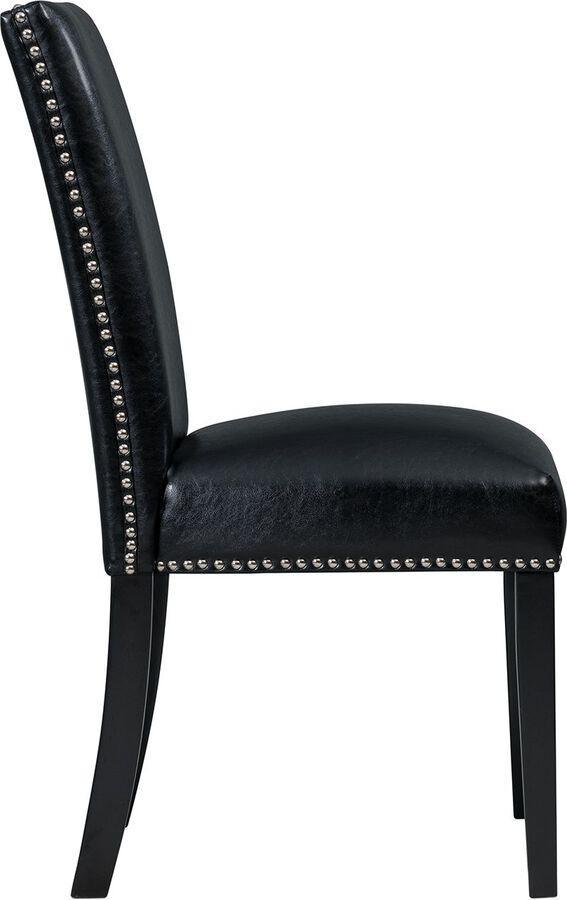 Elements Dining Chairs - Pia Faux Leather Side Chair Set In Black