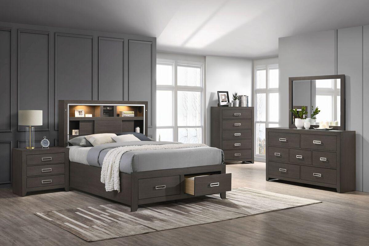Elements Beds - Pikcet House Furnishings Roma King Storage Bed with Music & LED Lights in Grey