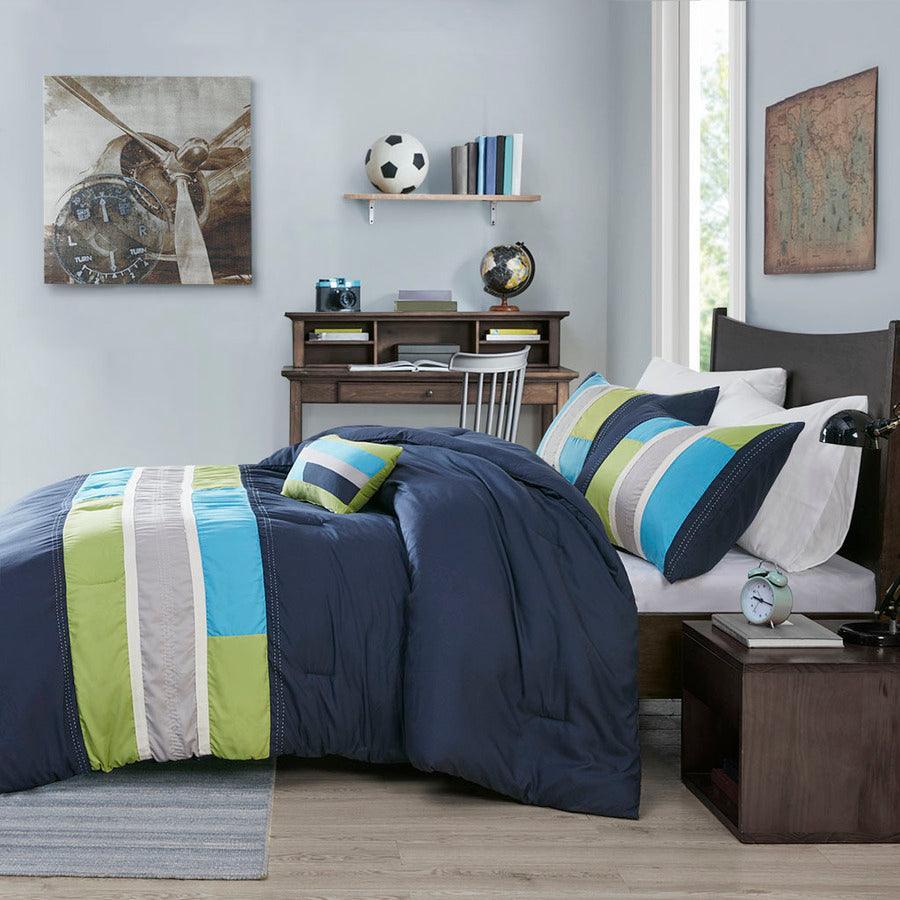Olliix.com Comforters & Blankets - Pipeline 26 " W Comforter Set Navy Full/Queen