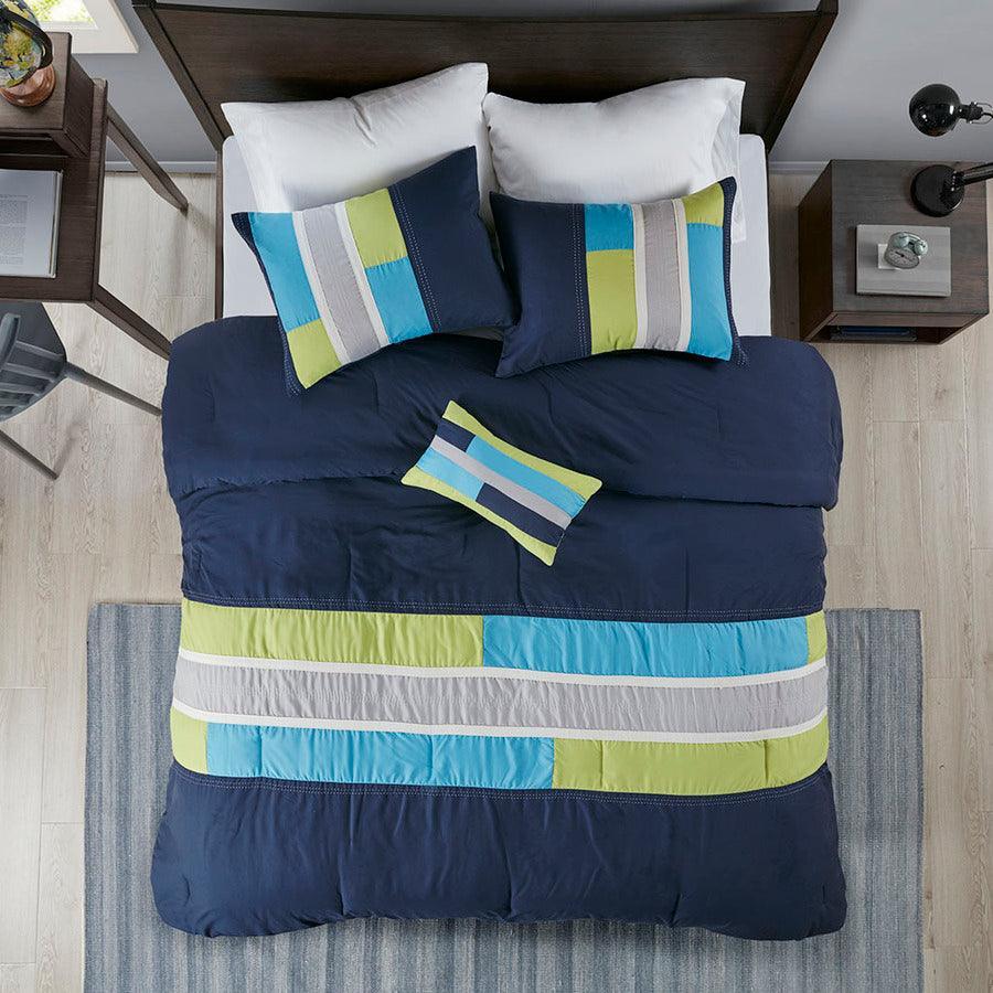 Olliix.com Comforters & Blankets - Pipeline 26 " W Comforter Set Navy Full/Queen