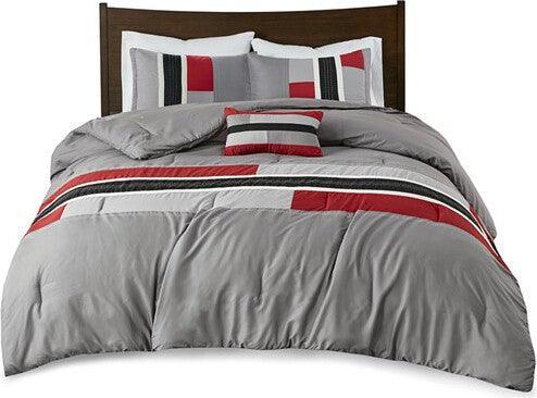 Olliix.com Bedding - Pipeline Comforter Full / Queen Red