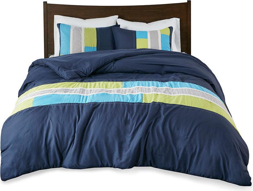 Olliix.com Duvet & Duvet Sets - Pipeline Full/Queen Duvet Cover Set Navy