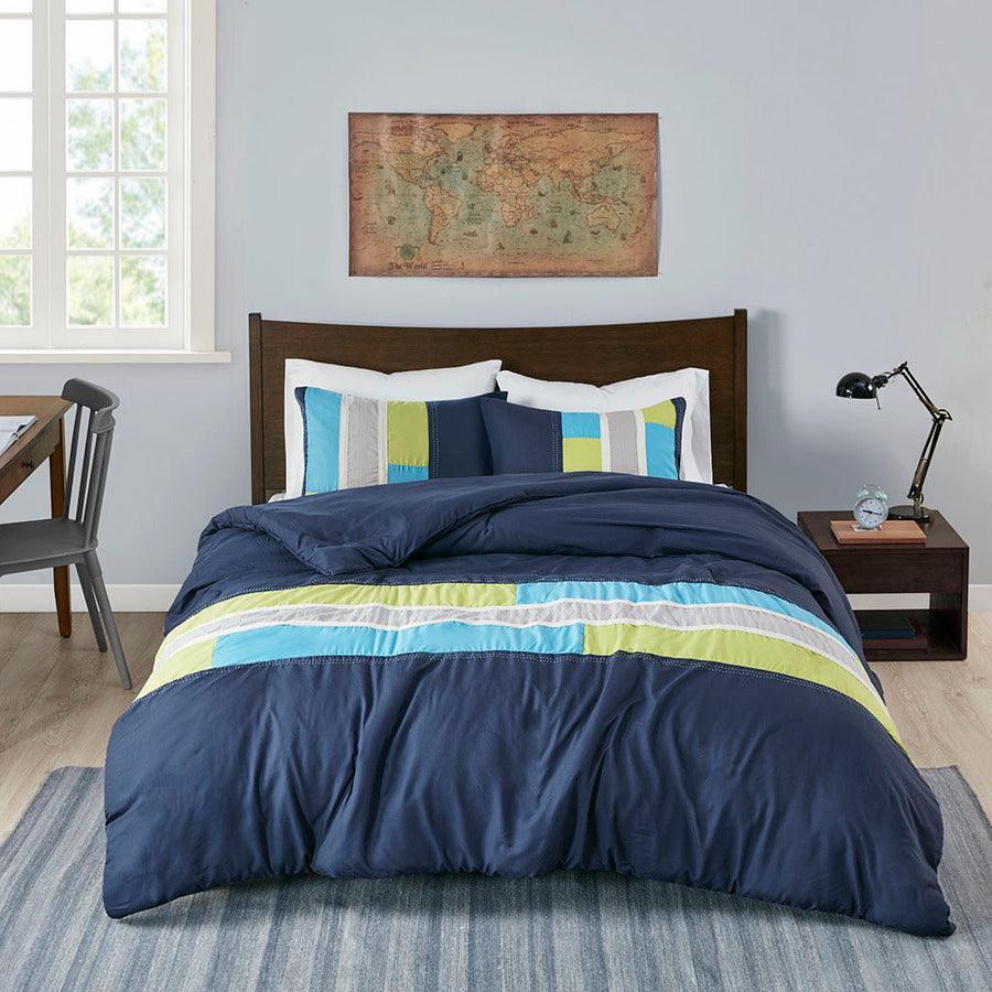 Olliix.com Duvet & Duvet Sets - Pipeline Full/Queen Duvet Cover Set Navy