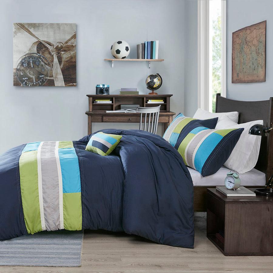 Olliix.com Duvet & Duvet Sets - Pipeline Full/Queen Duvet Cover Set Navy