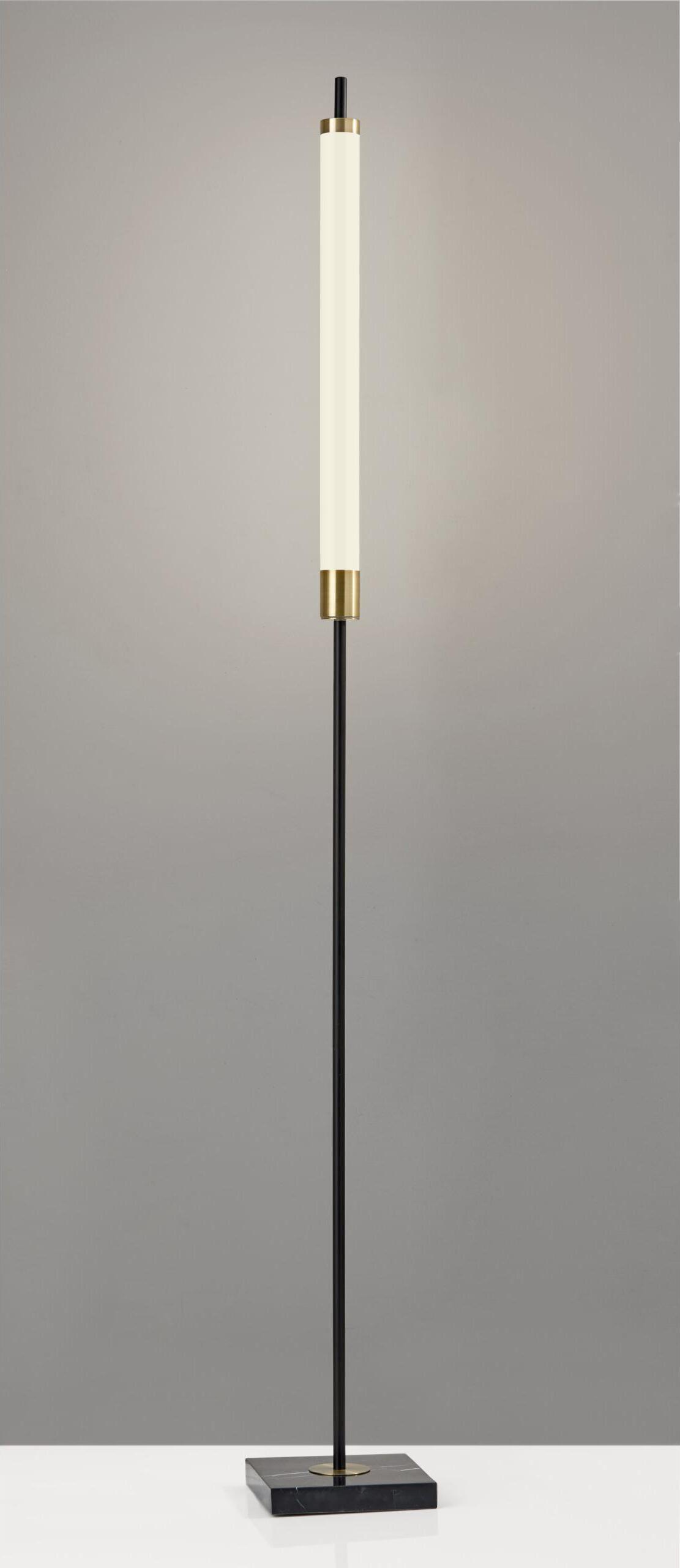 Adesso Floor Lamps - Piper LED Floor Lamp Black & Antique Brass