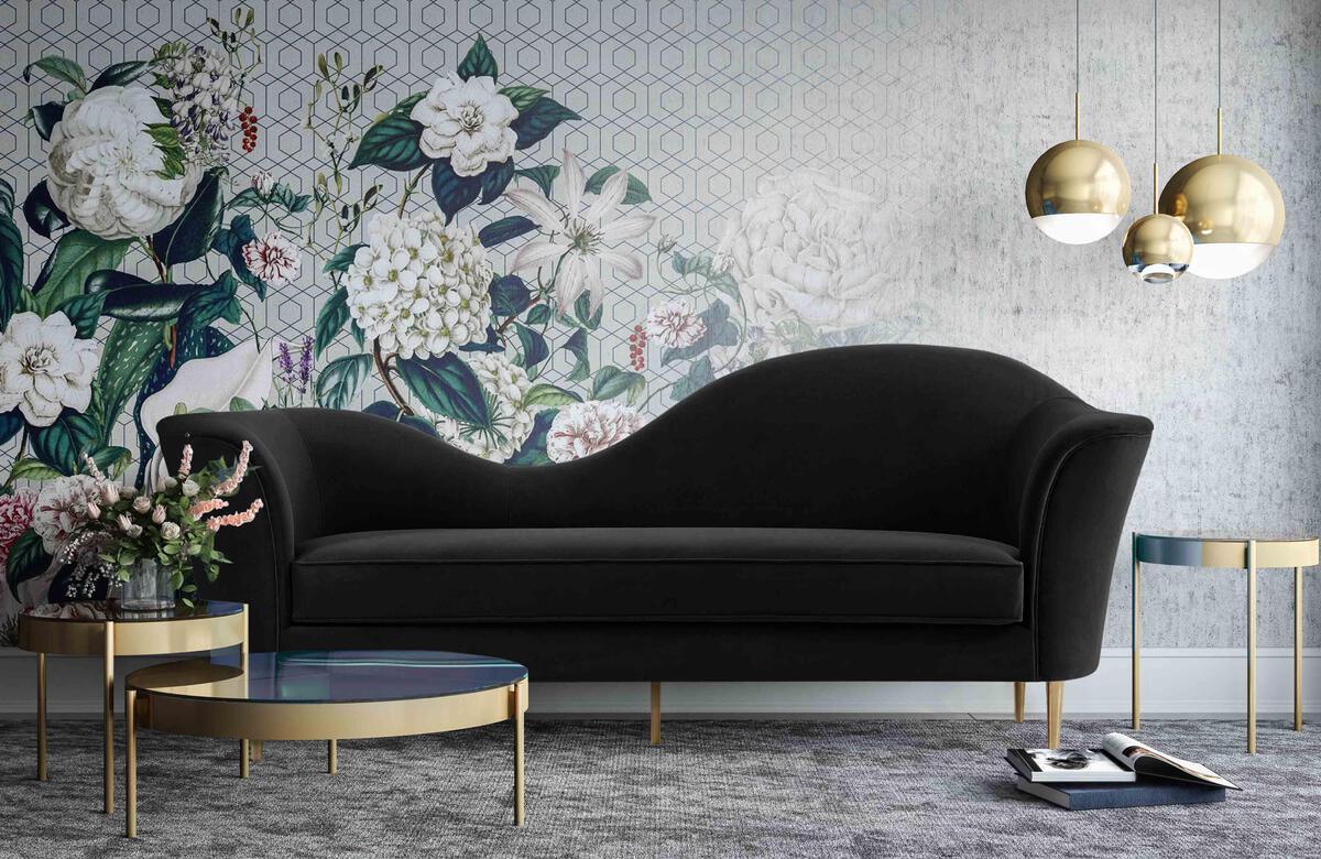 Tov Furniture Sofas & Couches - Plato Black Velvet Sofa