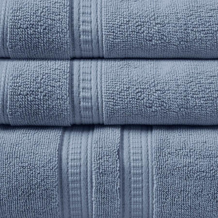Olliix.com Bath Towels - Plume 100% Cotton Feather Touch Antimicrobial Towel 6 Piece Set Blue
