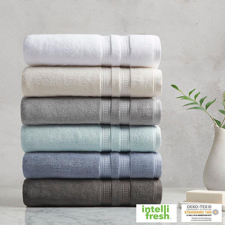 Olliix.com Bath Towels - Plume 100% Cotton Feather Touch Antimicrobial Towel 6 Piece Set Blue