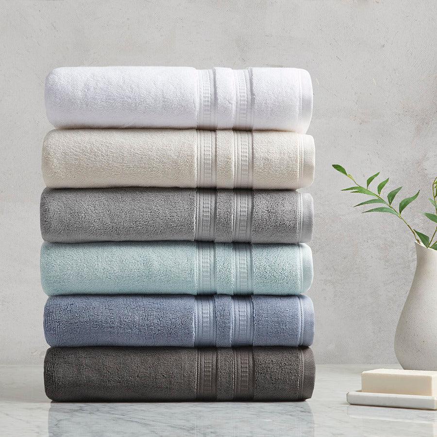 Olliix.com Bath Towels - Plume 100% Cotton Feather Touch Antimicrobial Towel 6 Piece Set Charcoal