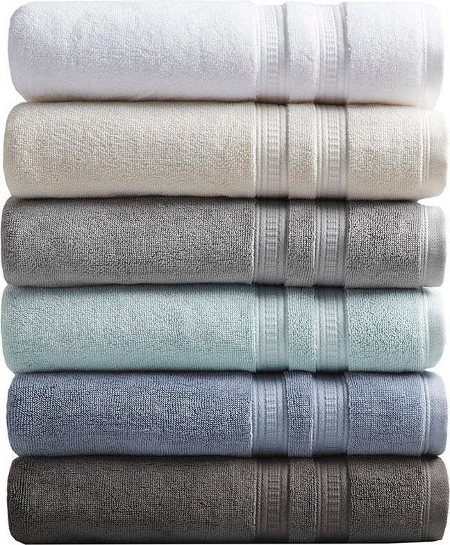 Olliix.com Bath Towels - Plume 100% Cotton Feather Touch Antimicrobial Towel 6 Piece Set Gray