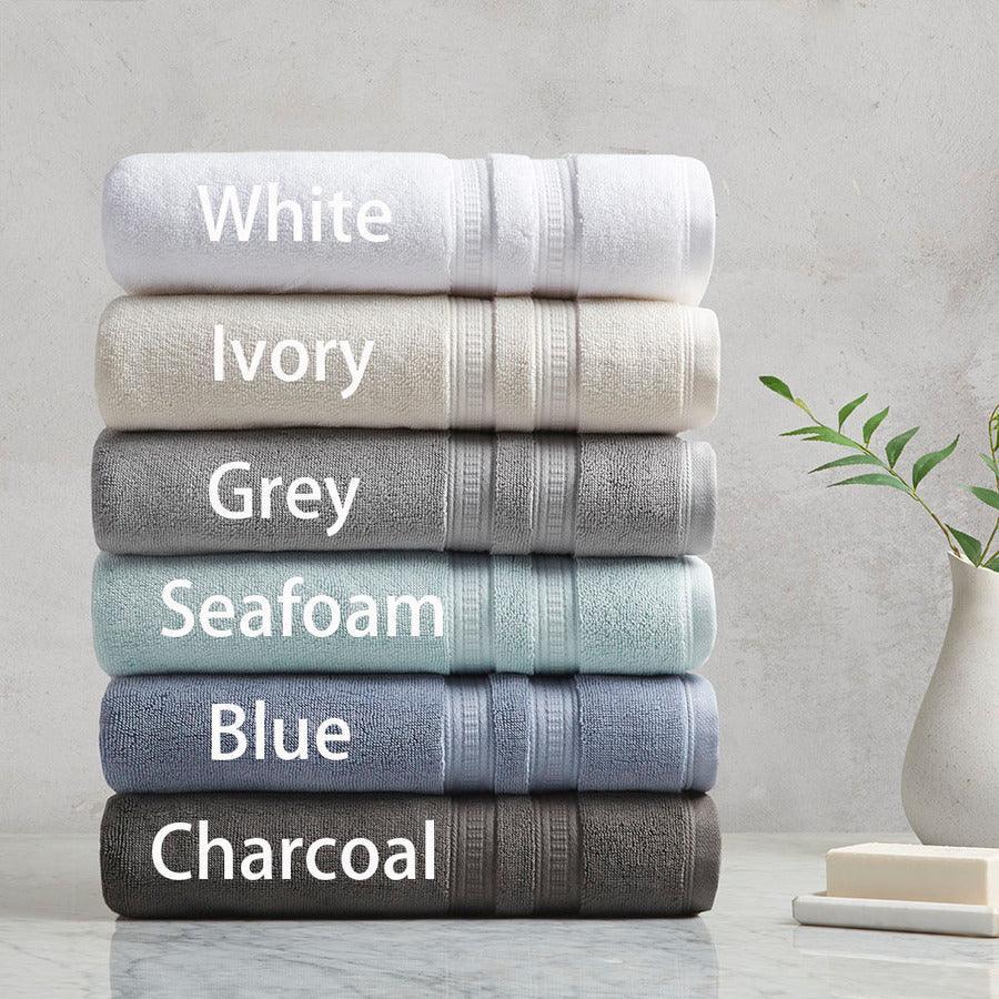 Olliix.com Bath Towels - Plume 100% Cotton Feather Touch Antimicrobial Towel 6 Piece Set Gray
