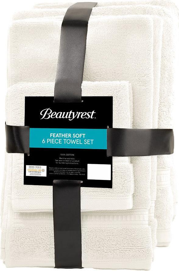 Olliix.com Bath Towels - Plume 100% Cotton Feather Touch Antimicrobial Towel 6 Piece Set Ivory