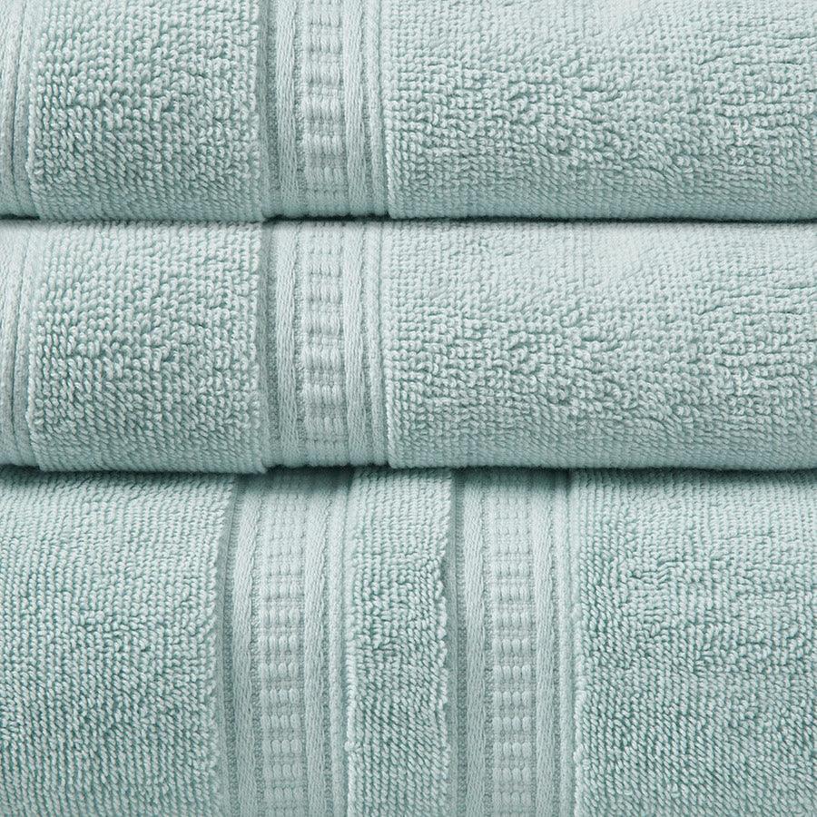 Olliix.com Bath Towels - Plume 100% Cotton Feather Touch Antimicrobial Towel 6 Piece Set Seafoam