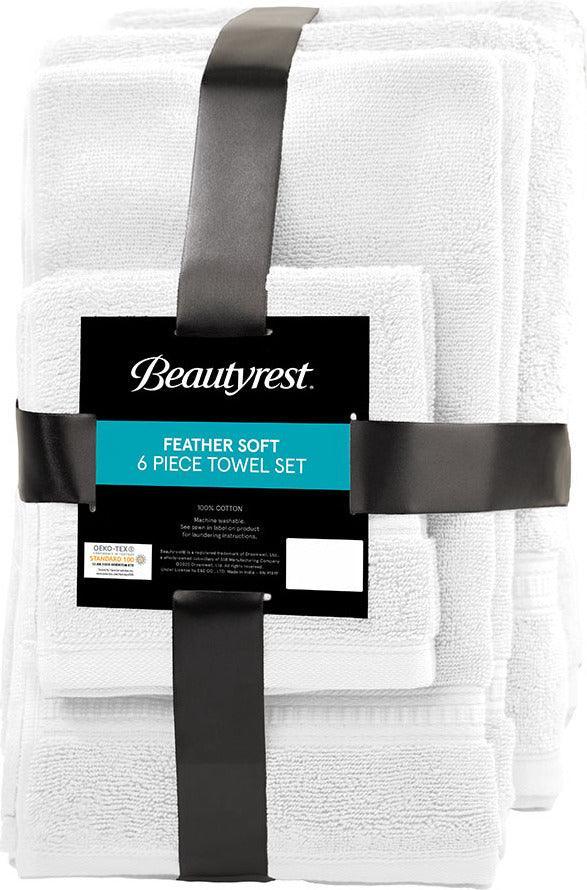 Olliix.com Bath Towels - Plume 100% Cotton Feather Touch Antimicrobial Towel 6 Piece Set White